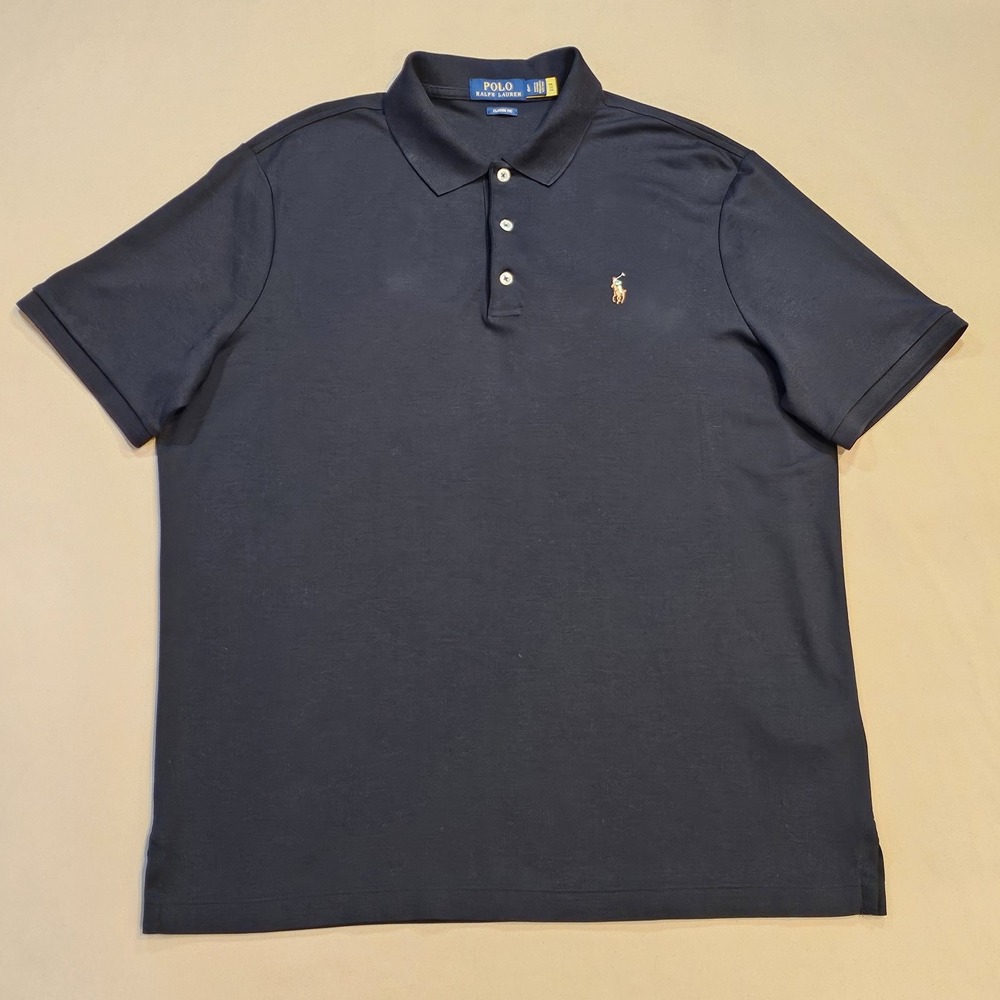 Polo Ralph Lauren Mens Black S/S Polo Shirt L Classic Fit Performance